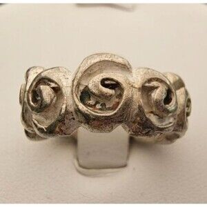 925 Matte Sterling Silver Swirl Band Ring, Size 6